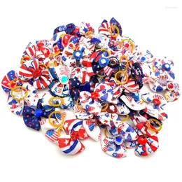 Dog Apparel 50/100 Pcs Pet Hair Bows Independence Day Handmade Small Rubber Bands Accessories Supplies