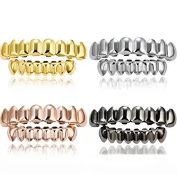 Nuovo denti Grillz Top Bottom 18k Gold Grili color argenteo Dental Mouth Hip Hop Fashion Gioielli Gioielli 6 Styles1609254