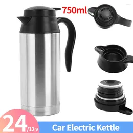 Water Bottles 750ML 12/24V Electric Heating Cup Kettle Stainless Steel Heater Bottle Automatic Shut Off Travel