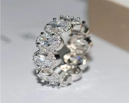 Sparkling Top Sell Luxury Jewelry 925 Stelring Silver Fill Oval Cut White Topaz Cz Diamond Eternity Party Women Wedding Bridal Rin7856716