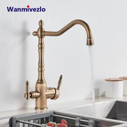 Impostare purificare il rubinetto della cucina dell'acqua a 360 gradi Ruota a freddo mixer freddo rubinetti da bagno a doppia maniglia cucina cucine