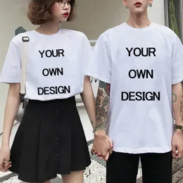 Anpassat tryckpar T Shirt Men Women Diy Your Like Po T-shirt Fashion Custom Your Own Design Tshirt Male Female 240428