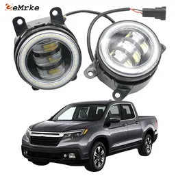 Eemrke LED FOG Lights Assembly 30W/ 40W para Honda Ridgeline Mk2 2017 2018 2019 2020 com lente de linha de corte transparente Angel Eyes Drl Car PTF Daytime Running Light 12v Fog Lamp