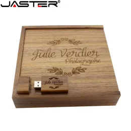Drives Jaster 2.0 Flash Drive Free Wooden Photo Álbum USB+Box 64 GB Memory Stick Stick 32 GB 16GB Photography Wedding Gift Pendrive