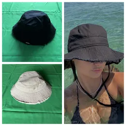 Womens Le Bob Andichaut Bucket Hat Beanie Casquette Bob Chapéus de praia larga Berca preto