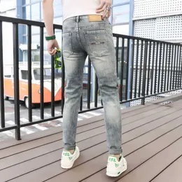 End High Vintage Embroidered Fashionable Jeans for Mens 2023 Light Luxury Casual Trendy Brand Ruffled and Handsome Pants