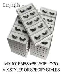 Lanjinglin Whole 1020304050100 Pares a granel Faux Mink Lashes naturais longos cílios falsos longos