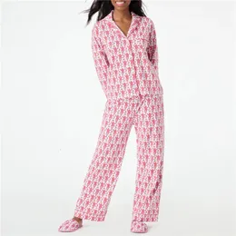 Rullkanin Monkey Pyjamas Preppy PJS Söta PJ Pants Set för kvinnor Y2K långärmad pyjamas set 2 -stycken loungekläder 240426