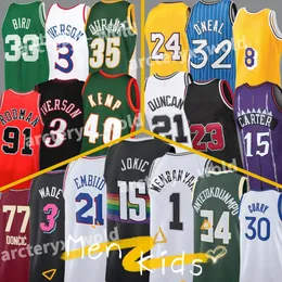 Erkekler Gençlik Çocuk Basketbol Forması Giannis 30 Curry Devin Booker Durant Jayson Tatum Iverson Young Bird Wade Morant Carter Forma Yeni Retro Dikişli