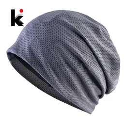 Gorro/caveira tampas de caveira os gorros respiráveis Spring ao ar livre Casuais Chelies Beanies Mulheres Mesh de verão Tapa Bonnet Gorras Moda de cor sólida Hat Soft Homem Men D240429