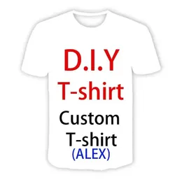 DIY 사용자 정의 디자인 귀하의 나만의 사진 3D 프린트 캐주얼 티셔츠 힙합 Tshirts Harajuku Styles Tops Clothing Alexs 크기 차트 240428