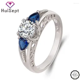 Clusterringe Huisept trendy 925 Silberschmuckring mit Zirkon Edelsteinzubehör für Frauen Hochzeit Verlobungsfeier Geschenkfinger