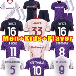 Uomini bambini 2023 2024 Maglie da calcio Fiorentinas Jovic Castrovilli J Ikone Callejon Prince Gonzalez 23 24 Fiorentina Shirt da calcio Vlahovic Maillot de Foot Futh