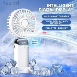 Electric Fans 1800 mAh Usb Handheld Fan Mini Portable Student Small fFan Digital Display Folding Fragrance Rechargeable Desktop Electric Fan d240429