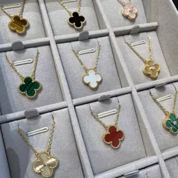 Klassische vier Blattklee Halsketten Anhängere Perlmutter aus Edelstahl mit 18 Karat Gold für Frauen Mädchen Valentinstag Muttertag Verlobungsschmuck Gift Großhandel
