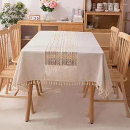 Table Cloth American Beige Tablecloth Hollow Crochet Patchwork Decoration Coffee Home Cover Party Restaurant Placemat Y3D5