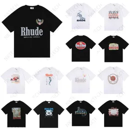 Rhude Mens T Shirt Wysokiej jakości Designer Tess Casual Fashion Krótki rękaw Europa Ameryka Mężczyźni Kobiety za okrąg