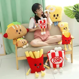 Creative 3D Animal French Fries/Pizza/Bread/Popcorn/Burger/Chicken Leg Plush Pillow Cartoon Toy Soft Cushion 240426