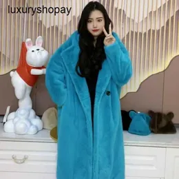 Maxmaras Teddy Bear Coat Womens Kashmere Coats yün kış uzun ve çevre dostu kürk ceket sonbahar için yüksek tanımlı yeni