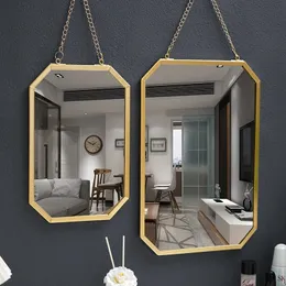 Arte de ferro nórdico Arte de ferro retangular espelho montado na parede Mirror Banheiro Espelho Dormitório Espelho de maquiagem Espelho decorativo de casa 240417