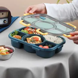 Bento Boxes 3/4/5 Lunch Box Grid Box Bento Adult/Children/Toddler Contenitore Picnic Microonde per la lavastoviglie Freezer Sicurezza Q240427