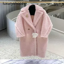 Maxmaras orsacchiotto crollo da donna in cashmere cappotto di lana inverno 2024 m famiglia stesso sakura rosa particelle di particella di cammello