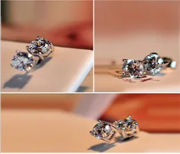 Classic Female Crown Earrings 6mm Diamond S925 Sterling Silver Wedding Engagement for Women Men Orecchine Banda Bride Jewelry Gift7726084