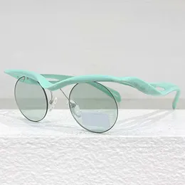 Mulheres Runway Sunglasses SPRA18 Brand Round Men Designer Meio quadro óculos de sol Mint Green Curved Frame Curvo Frame sem moldura Lente marrom Moda Lady Dating Glasses