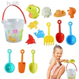 Sandspiel Wasser Spaß Sandspielzeug 14pcs Kleinkind Bucket Beach Set Kinder Reisefreundlicher Strand Set Eimer Schaufel Sandform Sandspielzeug für Kleinkind Kinder D240429