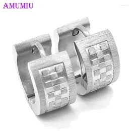Stud Earrings AMUMIU Stainless Steel Dull Polished Little Square Men's Wide Earring For Cow Boy Women Lover Couple Wholesale E004