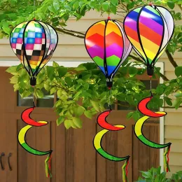 Decorations Hot Air Balloon Wind Spinner Rainbow Hanging Wind Twister Outdoor Windmill Garden Front Yard Home Festival Celebration Decor
