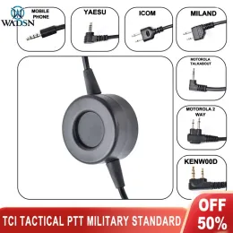 Tillbehör WADSN TCI Taktisk PTT Militär standard Headset för Comtact Copy Waterproof Round PTT för Baofeng Radio Motorola Kenwood