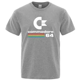 メンズTシャツルーズメンズTシャツ夏コモドア64プリントTシャツC64 SID AMIGAレトロクールデザインSTRTショートSLVEトップTコットン衣類Y240429