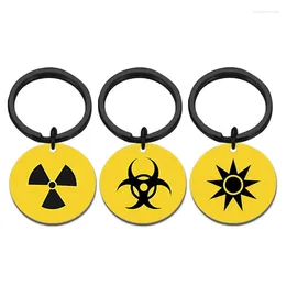 Chaves de radiologia Keychain Radiação símbolo para porta Amarelo sinal de aviso Chave de bolsa Bolsa Chavejante Friends