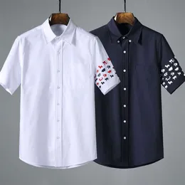 TB JL Shirt Fashion Label Oxford Spinning Shirt Double Sleeved Animal Embroidery Shirt Casual Short Sleeved Shirt Unisex