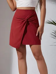 Schermate Summer Solid Color High Waist Cotton Sexy Women Skirt Mini Casual Elegante femmina Short Skinny