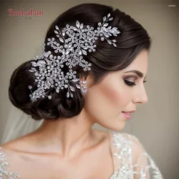 헤드 피스 Topqueen Wedding Hair Clips Gold Hairpins Ride Crystal Jewelry Women Tiara Headwear HP253을위한 Rhinestone 헤드 밴드