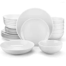 Teller 24-teilige Gourmet-Porzellan-Geschirrsets Dish Salat Dinnersuppe Komplettes Geschirr Fracht kostenlos