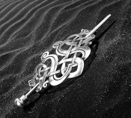 Viking Celtic Hairpinviking Hair Clip Men Antique Silver Basks Clip a triangolo per capelli per capelli lunghi peli1531679