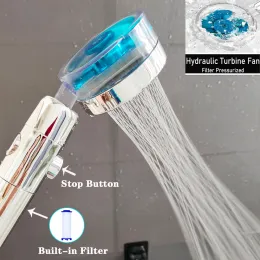 Impostare il soffione doccia ad alta pressione 360 ​​Ruota con filtro ventilatore Massaggio ugello spray Accessori per bagno con pioggia grande