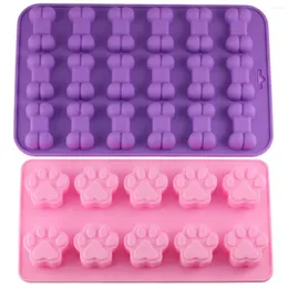 Moldes de cozimento Mujiang Puppy Dog and Bone Bandys Silicone Pet Treat Moldes Soop Soop Chocolate Candy Mold Bolo Decorating