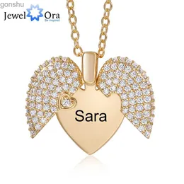 Collane a pendente oro name personalizzato collana di blocco del cuore con zirconia bordo personalizzato intagliato in pendente regalo di Natalewx