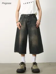 Mäns jeans denim män Summer kontrast Färg Löst kalvlängd amerikansk stil hög gata stilfulla all-match män byxor college