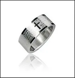 Cross Bible Scripture Titanium Steel rostfritt stål Ring konkav konvex korrosionsring Män och kvinnor hela9718937