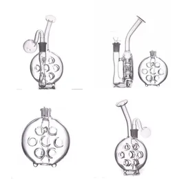 Großhandel Mini Proteable 7 Löcher Perc Wasserasche Catcher Bong Rohr -Perkolator Glas Tabak DAB Rig Bongs mit 14 mm männlicher Raucherölbrenner oder trockene Kräuterschale