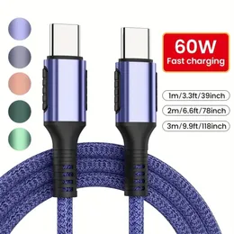 60W 1m 2m 3m Fast-Lade-Stofflegungslegierung USB C-PD-PD-Kabel für Samsung Galaxy S20 S23 S24 Note 20 HTC LG Android Telefon-15 15pro