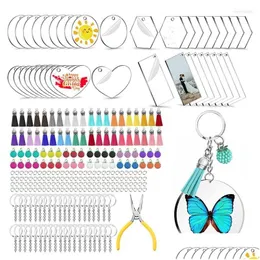 Bracelets de charme 281pcs Kit em branco 4 formas de anéis de salto em branco de acrílico e alicates de artesanato para DIY Vinil Crafting Drop de dhquj