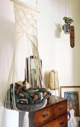 Hammock Cat Swing Style Cage Bed robione ręcznie wiszące krzesło do snu Fotele koty Tassel zabawka zabawa bawełniana lina zwierząt domowych 6039132