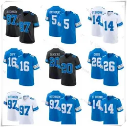 Jahmyr Gibbs Jack Campbell Barry Sanders Jared Goff Sam Raporta David Montgomery Amon-Ra St. Brown Malcolm Rodriguez Alex Anzalone Jerseys de futebol Jerseys