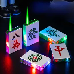 Dazzle Poker Mahjong Windfest transparent sichtbarer Luftwinddichte Zigarettenflamme leichter mit LED -Licht